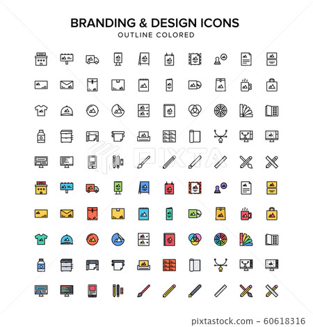 branding and design outline colored icons branding and design outline colored icons 60618316