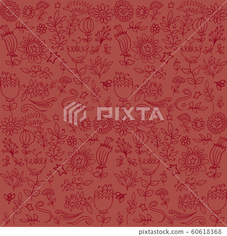 romantic handrawn pattern floral background 60618368