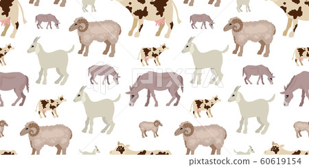 Cattle. Seamless pattern. Farm animals. Vector illustration 60619154