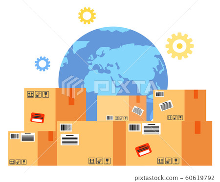 Box and Globe Symbol for Worldwide Delivery Vector Box and Globe Symbol for Worldwide Delivery Vector 60619792