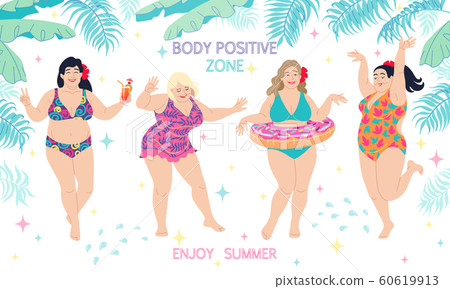Dancing Plus Size Happy Women in Colorful  60619913