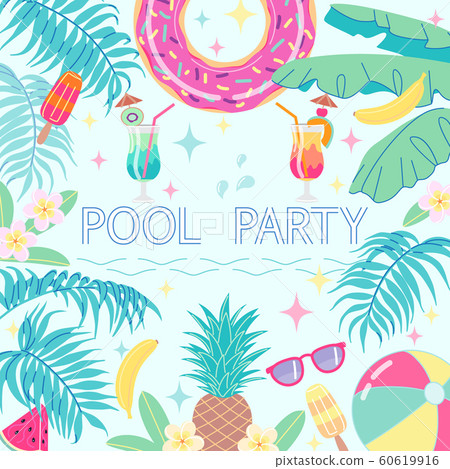 Summer background card template for pool party. Summer background card template for pool party. 60619916