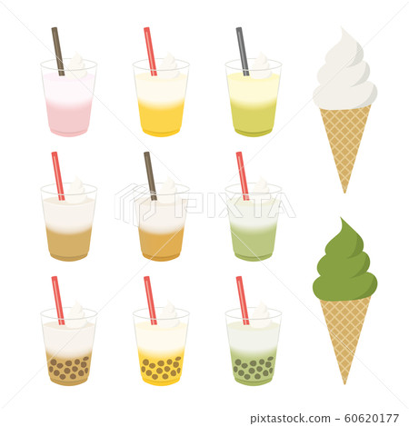Ice drink and soft ice cream illustration set 60620177