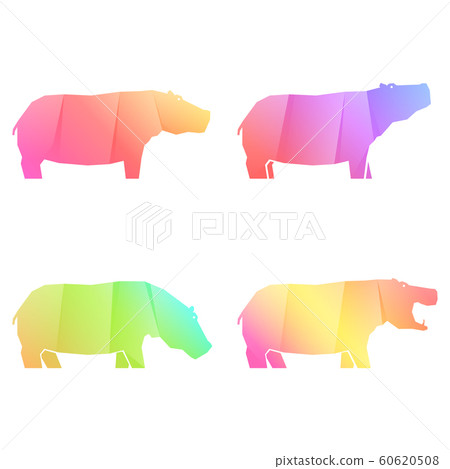 Set of multi-colored gradient hippos Set of multi-colored gradient hippos 60620508