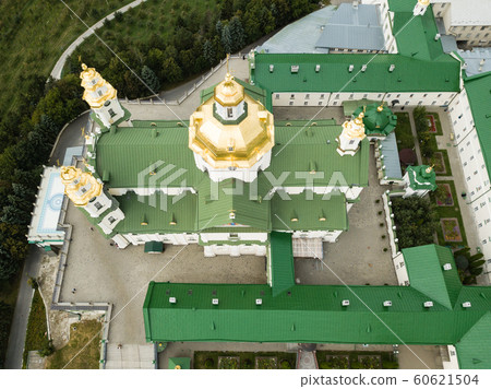 Aerial view to Dormition Pochayiv Lavra in Ukraine 60621504