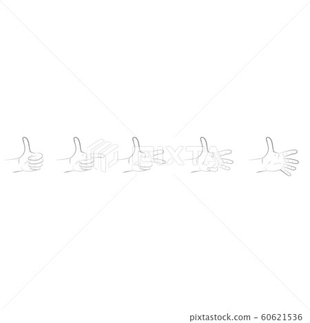 Vector set of of finger gestures. 1-5 scoring 60621536