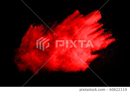 abstract red powder explosion on black background.abstract red powder splatted on black background. Freeze motion of red powder exploding. abstract red powder explosion on black background.abstract red powder splatted on black background. Freeze motion of red powder exploding. 60622119