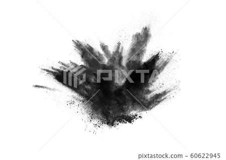 Black powder explosion on white background.  60622945
