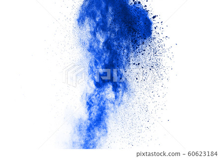 Blue color powder explosion on white background. Colored cloud. Colorful dust explode. Paint Holi. Blue color powder explosion on white background. Colored cloud. Colorful dust explode. Paint Holi. 60623184