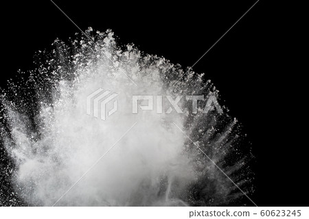 White powder explosion on black background. Colored cloud. Colorful dust explode. Paint Holi. 60623245