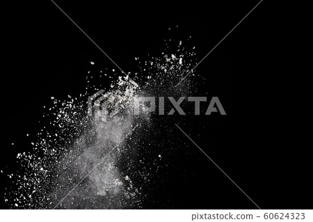 White powder explosion on black background. Colored cloud. Colorful dust explode. Paint Holi. 60624323