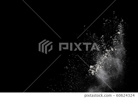 White powder explosion on black background. Colored cloud. Colorful dust explode. Paint Holi. 60624324