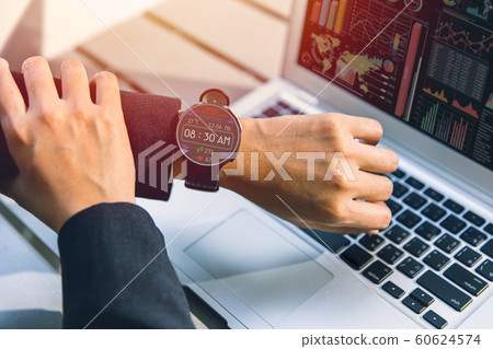 People looking at Smart Watch for healthy keep tracking health 60624574