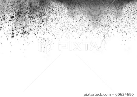 Black powder explosion on white background. Black powder explosion on white background. 60624690