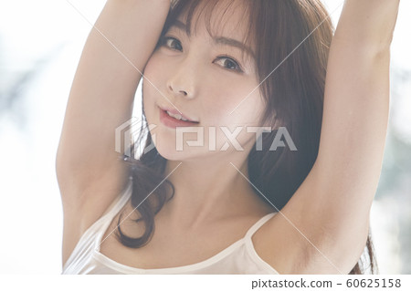 Young woman, morning, stretching, bearer, weather, room, house, beauty Young woman, morning, stretching, bearer, weather, room, house, beauty 60625158