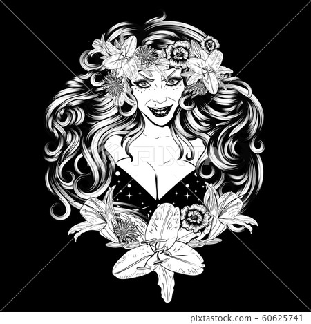 Happy woman in flower crown Happy woman in flower crown 60625741