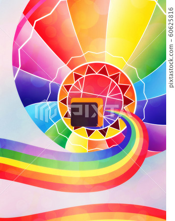 Air balloon with rainbow Air balloon with rainbow 60625816