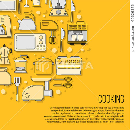Kitchen tools card concept. culinary illustration in flat style for design and web. Kitchen tools card concept. culinary illustration in flat style for design and web. 60626376