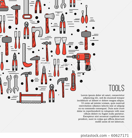 Tools card concept. repairing illustration in flat style for
design and web.