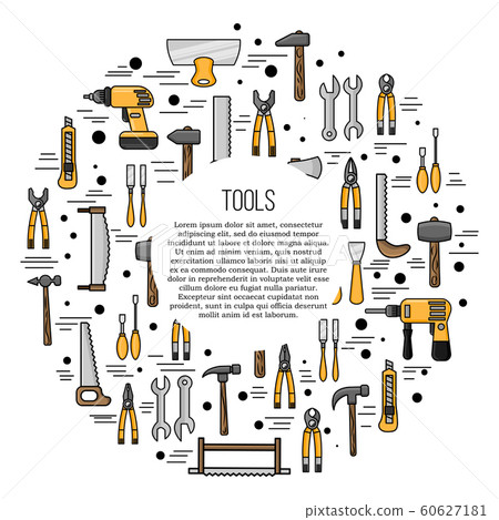 Tools card concept. repairing illustration in flat style for design and web.