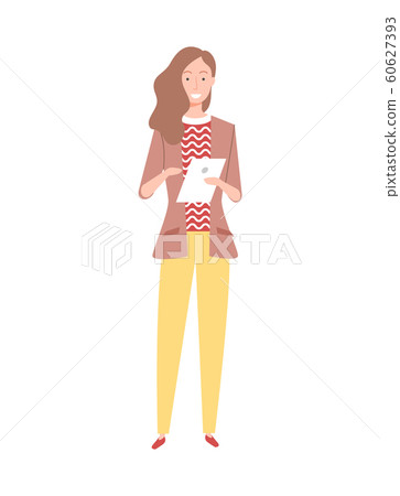 Woman Worker with Long Wavy Hair Vector Cartoon Woman Worker with Long Wavy Hair Vector Cartoon 60627393