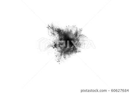 Black powder explosion on white background. Black powder explosion on white background. 60627684