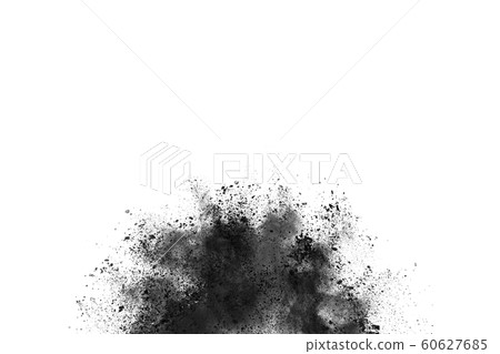 Black powder explosion on white background. Black powder explosion on white background. 60627685