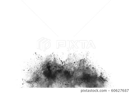 Black powder explosion on white background. Black powder explosion on white background. 60627687