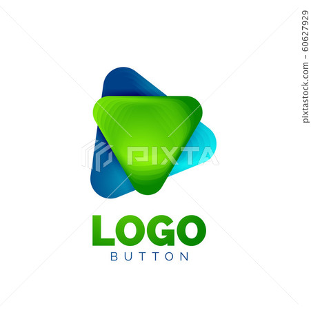 Play, arrow or download button icon, minimal design business logo template. 3d geometric bold in relief style with color blend steps effect. Vector Illustration For Wallpaper, Banner, Background, Card 60627929