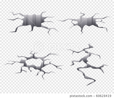 Cracked earth. Dry and dead ground damaged and cracked vector realistic template 60628419