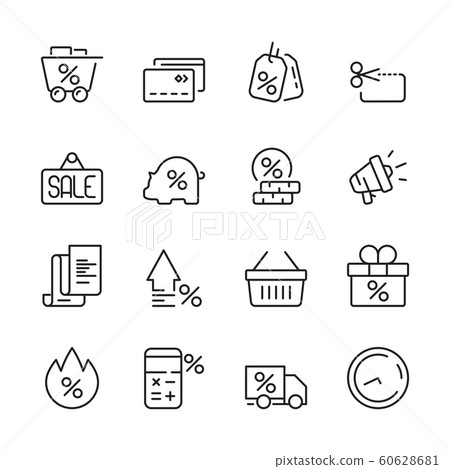 Discount icon. House money people interest price sales credit concept vector symbols Discount icon. House money people interest price sales credit concept vector symbols 60628681