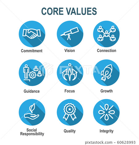 Core Values Outline / Line Icon Conveying Core Values Outline / Line Icon Conveying 60628993