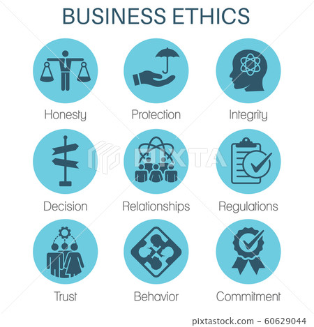 Business Ethics Solid Icon Set with Honesty, Business Ethics Solid Icon Set with Honesty, 60629044