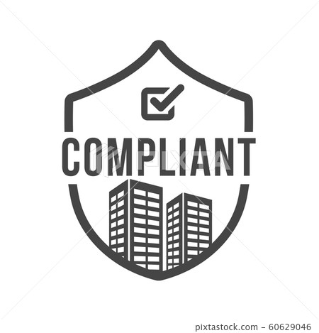 In Compliance Graphic with checkmarks and building In Compliance Graphic with checkmarks and building 60629046