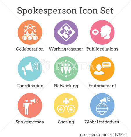 Spokesperson icon set - bullhorn, coordination, Spokesperson icon set - bullhorn, coordination, 60629051