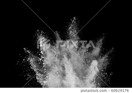 White powder explosion on black background. Colored cloud. Colorful dust explode. Paint Holi. 60629176