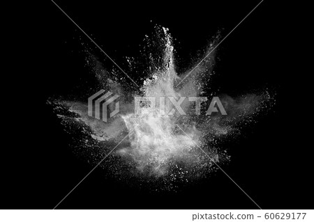 White powder explosion on black background. Colored cloud. Colorful dust explode. Paint Holi. White powder explosion on black background. Colored cloud. Colorful dust explode. Paint Holi. 60629177