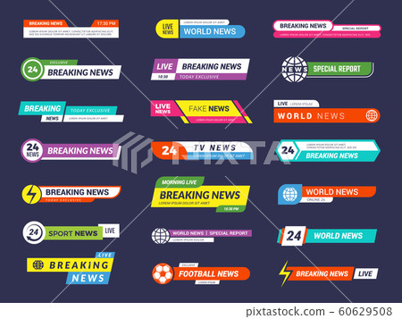 Breaking news. Broadcasting banners tv sport video interface vector graphic 60629508