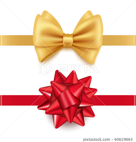 Vector realistic red and golden gift bows isolated on white background 60629663