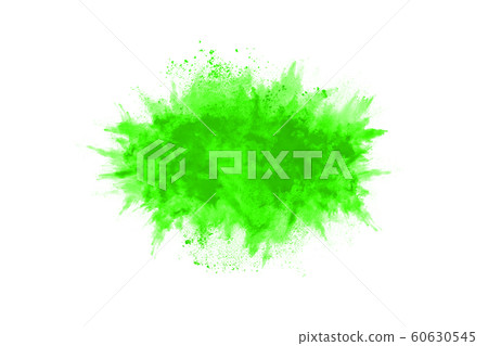 Green powder explosion on white background. Colored cloud. Colorful dust explode. Paint Holi. Green powder explosion on white background. Colored cloud. Colorful dust explode. Paint Holi. 60630545