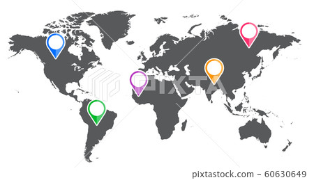 Set of colorful markers with world map 60630649
