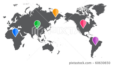Set of colorful markers with world map 60630650