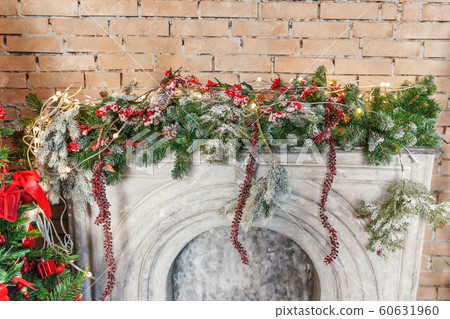 Classic christmas New Year decorated interior room Classic christmas New Year decorated interior room 60631960