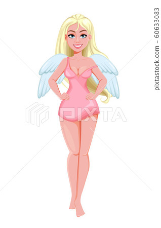 Happy Valentine's day. Attractive girl angel Happy Valentine's day. Attractive girl angel 60633083