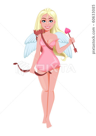 Happy Valentine's day. Attractive girl angel 60633085