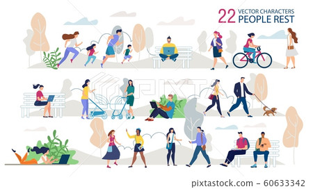 Resting Outdoors People Characters Flat Vector Set Resting Outdoors People Characters Flat Vector Set 60633342