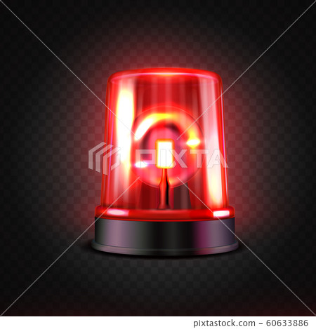 Realistic red led flasher. Red lights. Transparent beacon for emergency situations. 60633886