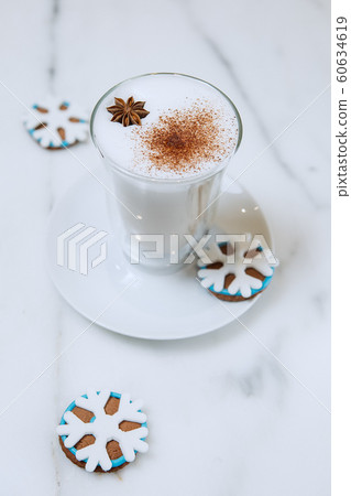 beautifully decorated latte glass three 60634619