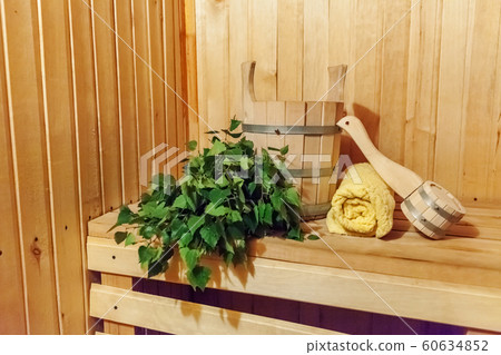 Interior details Finnish sauna steam room 60634852