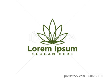 Cannabis Leaf, Mono Line Logo Designs, Vector 60635110